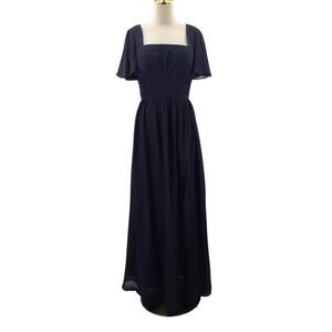 FORMAL 10 L navy blue Square neck mother of bride gala party maxi dress NEW B109